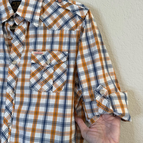 Scotch & Soda Originals Limited Edition Long Sleeve Button Shirt Blue Plaid Sz S - Picture 3 of 13